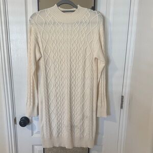 Ivory Cable Knit Sweater Dress